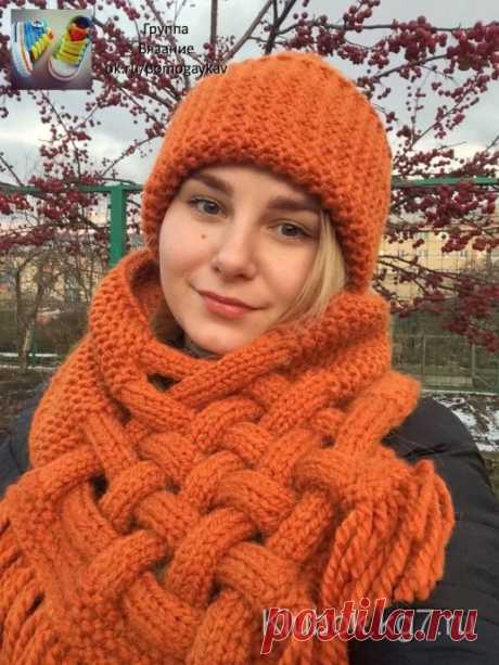 Снуд с плетенкой (Вязание спицами) – Журнал Вдохновение Рукодельницы