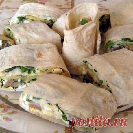Рулет из лаваша с копченой куриной грудкой рецепт – закуски