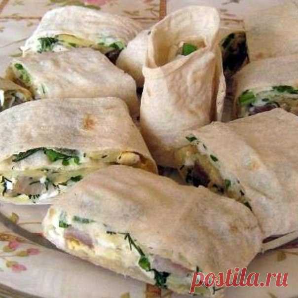Рулет из лаваша с копченой куриной грудкой рецепт – закуски