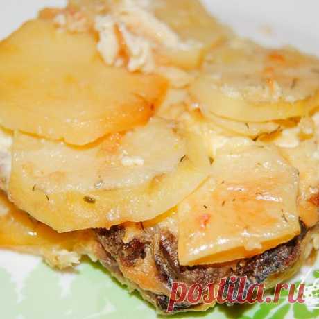 Картофельная запеканка с мясом и грибами