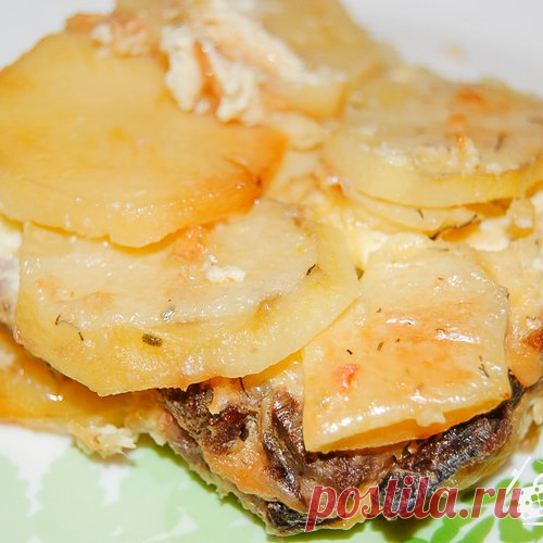 Картофельная запеканка с мясом и грибами