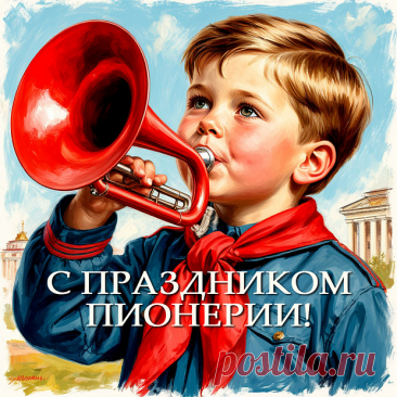 С Днем пионерии поздравить
Хочу сегодня от души,
Ведь, что б сейчас ни говорили,
Те годы были хороши. открытка с днем пионерии скачать