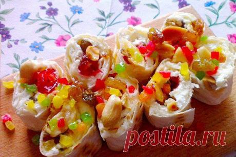 Творожные рулетики с лавашом