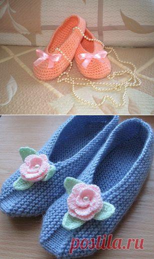 ВЯЗАННЫЕ ТАПОЧКИ - СХЕМЫ ВЯЗАНИЯ - Вязание крючком и спицами