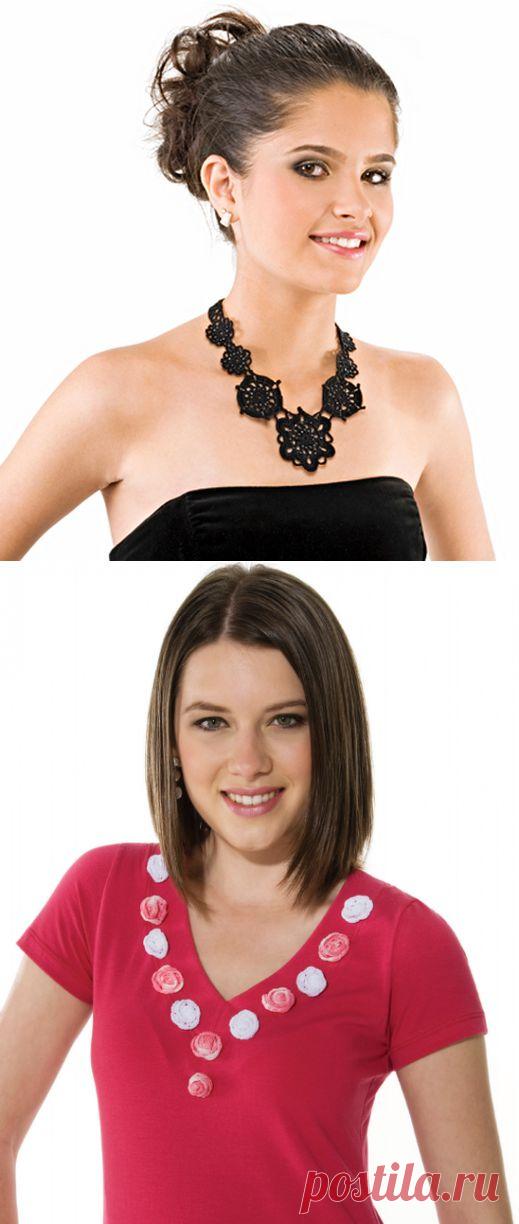 Вяжем крючком цветы, делаем аксессуары и украшаем одежду. Идеи и схемы. /