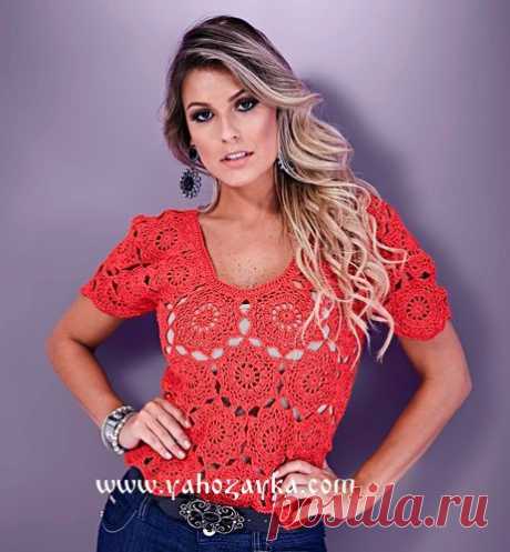Ажурная кофточка из круглых мотивов крючком. Кофточка для женщин крючком Ажурная кофточка из круглый мотивов крючком. Кофточка для женщин крючком