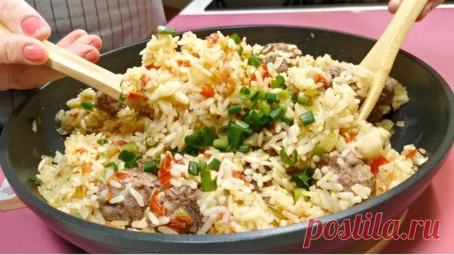Засыпаю рисом фрикадельки на сковороде. Готовлю простой и вкусный ужин (делюсь своим рецептом) | Розовый баклажан | Яндекс Дзен