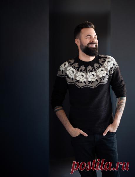 Вязаный спицами пуловер Once and Floral - Вяжи.ру