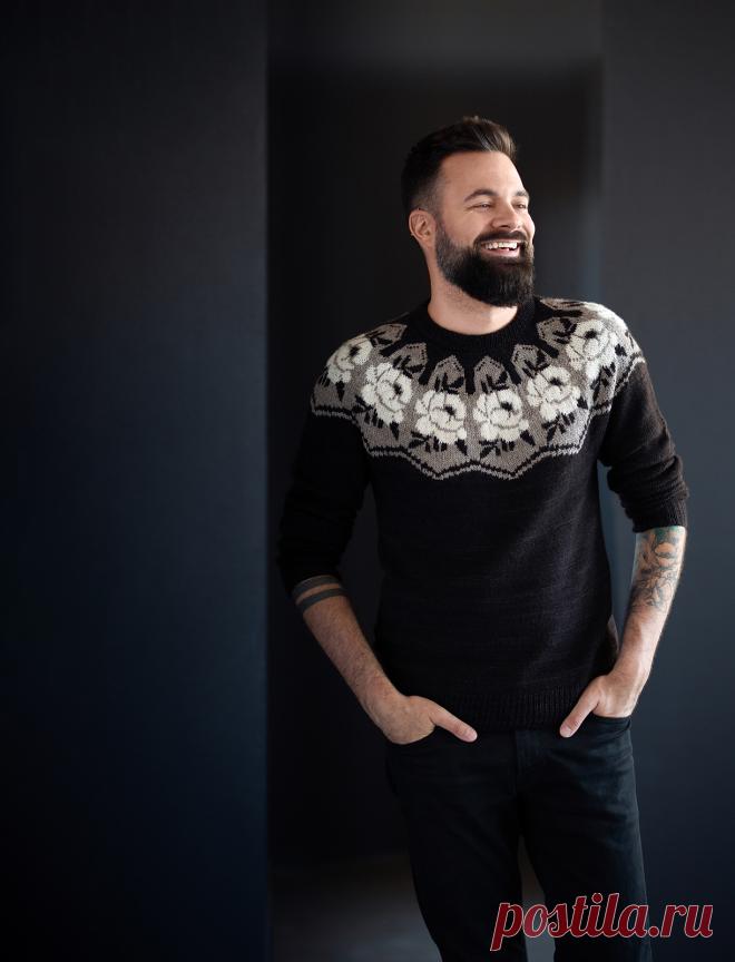 Вязаный спицами пуловер Once and Floral - Вяжи.ру