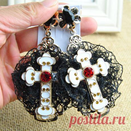 Неправильная стиль большой крестики серьги винтажный висячие серьги для женщины кружево цветок ювелирные изделия E086 купить на AliExpress