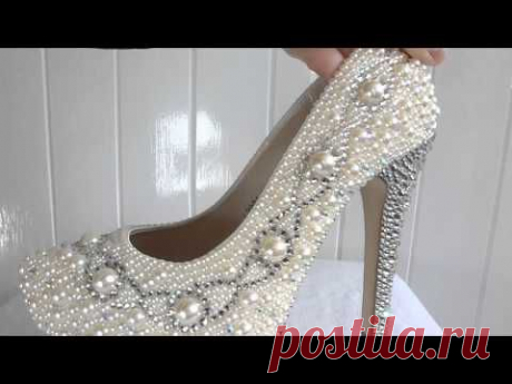 Ivory Pearl And Glass Crystal Heels