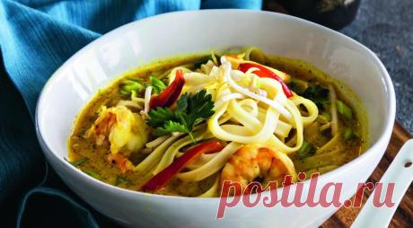Тайский кокосовый суп с лапшой и креветками , пошаговый рецепт с фото