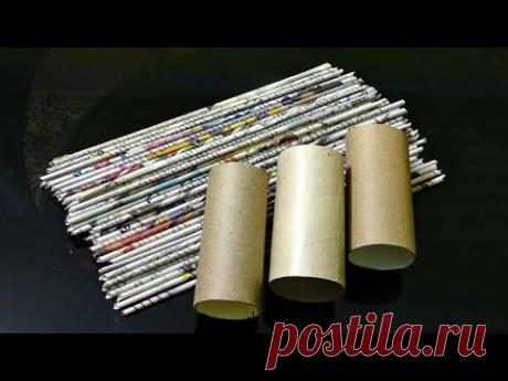 2 Best out of waste craft ideas/DIY Newspaper craft with empty paper roll
