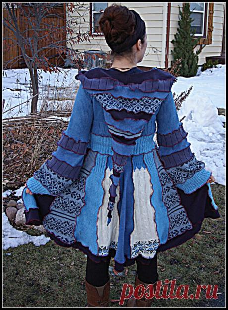 Custom Made Short COZY ROSE Upcycled sweater Coat от rosecanino