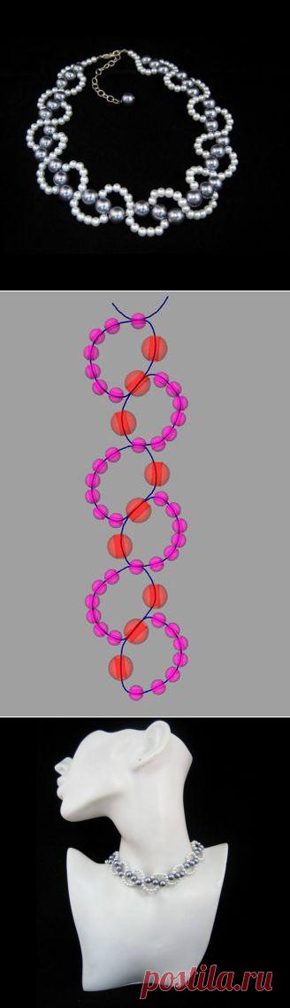 Простенькая схема для круглых бусин 2-ух размеров