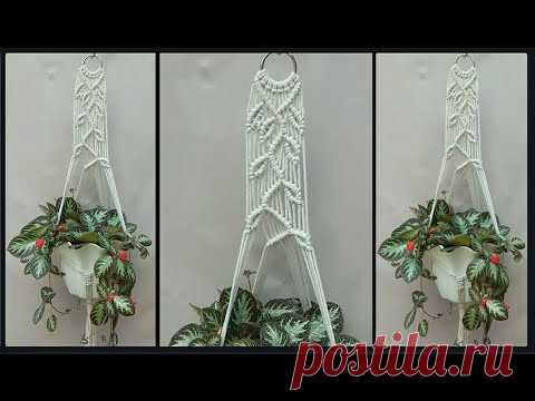 DIY Macrame Plant Hanger With Leaf For Beginners (Step by step) | Gantungan Pot Bunga Motif Daun - YouTube
