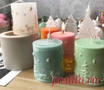 3D Cylinder-shaped Christmas snowflake Candle Mold Star Deer | Etsy