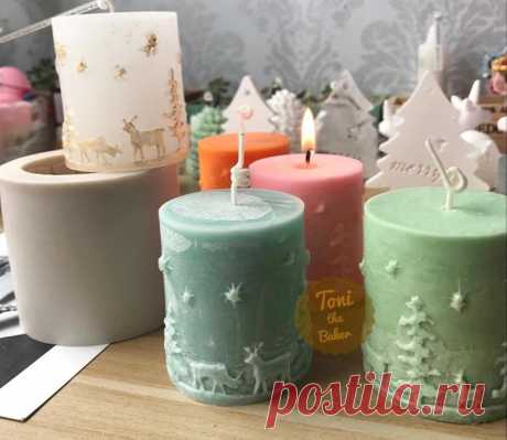 3D Cylinder-shaped Christmas snowflake Candle Mold Star Deer | Etsy