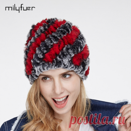 Milyfuer реального кролика рекс Мех животных Шапки женский волос модные Мех животных Кепки S осень зима Утепленная одежда уха Велоспорт Кепки вязаная шапка для для женщин Кепки купить на AliExpress