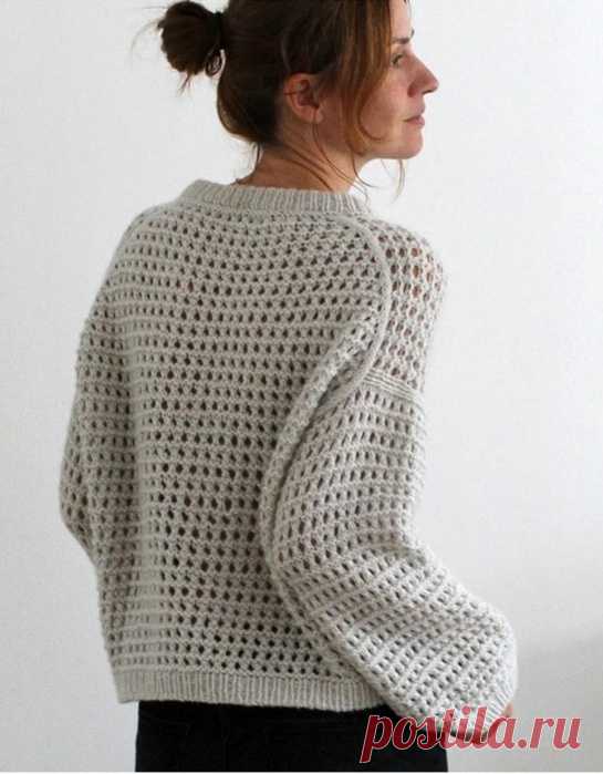Стильный пуловер Mesh, вязаный спицами сверху сетчатым узором