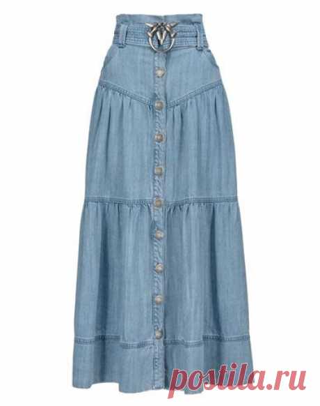 Pinko Femme Jupe midi Bleu d'azur Taille 34 Coton