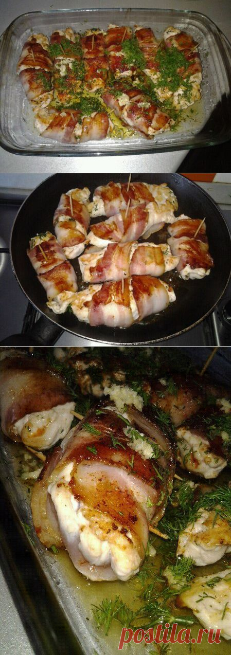 Сочные куриные рулетики с беконом и чесночком! | Готовим вместе