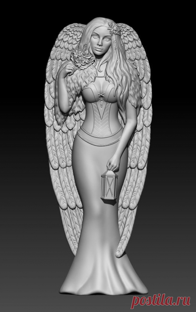 3D STL Model Angel with flowers for CNC Router Aspire Artcam | Etsy