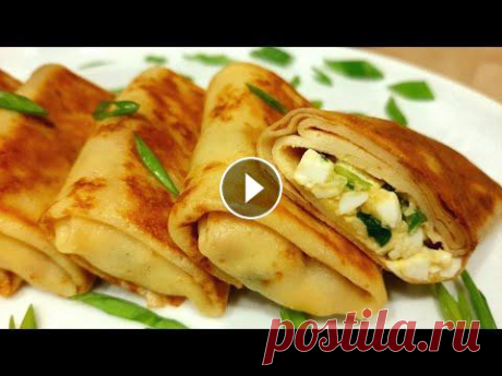 Тонкие блины с начинкой из самых простых продуктов. Особенно вкусно, если их обжарить на сковороде Тонкие блины с начинкой из самых простых продуктов. Особенно вкусно, если фаршированные блинчик обжарить на сковороде. Начинка с сыром расплавится, и ...