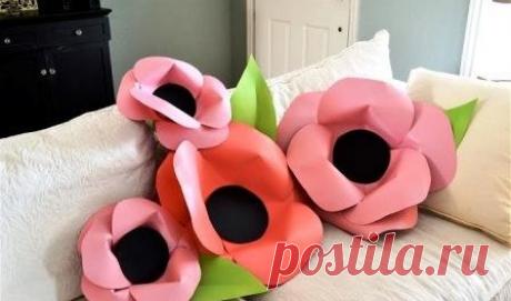 Большие цветы из бумаги мастер класс с фото