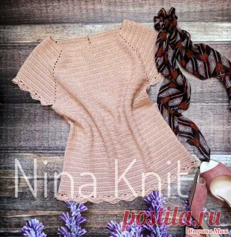 Мастер-класс по вязанию базовой футболки.. Автор Nina Knit. Слова автора:  В этой статье представлен подробный мастер-класс с пошаговыми фотографиями по вязанию летней футболки крючком.
