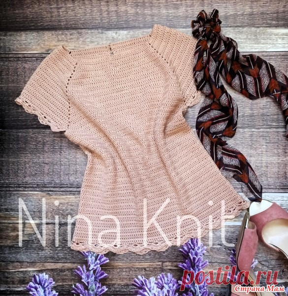 Мастер-класс по вязанию базовой футболки.. Автор Nina Knit. Слова автора:  В этой статье представлен подробный мастер-класс с пошаговыми фотографиями по вязанию летней футболки крючком.