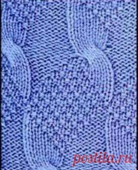 Комбинированный узор с косами В основе всех "кос" лежит следующий принцип: последовательность петель в ряду меняется, для чего используется вспомогательная спица, которая должна быть на ½ номера тоньше рабочих спиц.