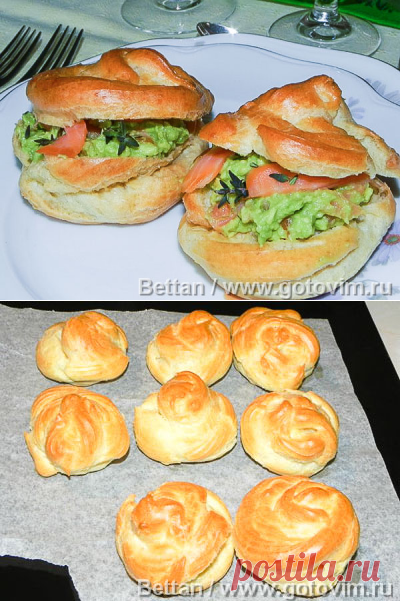 Профитроли с кремом из авокадо и копченой сёмгой. Рецепт с фото / Готовим.РУ