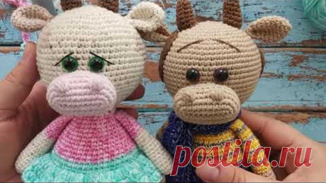 Бычок крючком, символ года, мастер класс, описание игрушки. cow bull crochet