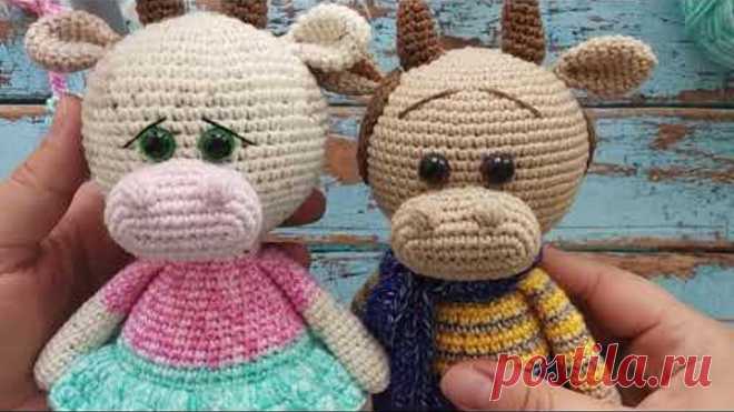 Бычок крючком, символ года, мастер класс, описание игрушки. cow bull crochet