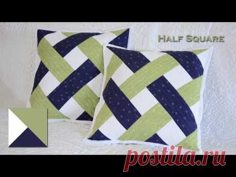 Patchwork Half Square 4,5" Fast sewing. Fast and mirror. Intertwined stripes.