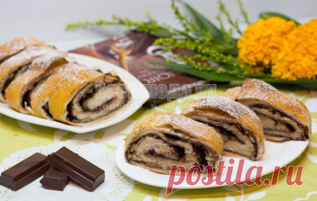 Дрожжевой рулет с шоколадом и бананами, рецепт с пошаговыми фото | Все Блюда