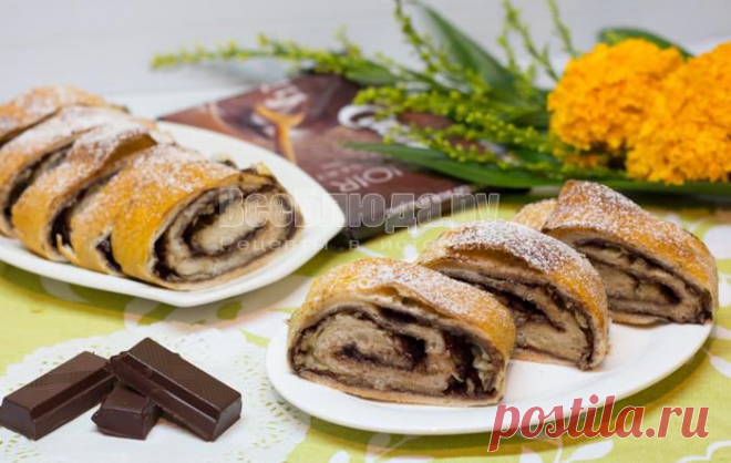 Дрожжевой рулет с шоколадом и бананами, рецепт с пошаговыми фото | Все Блюда