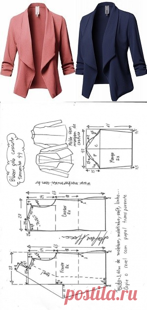 Blazer gola cascata | DIY - molde, corte e costura - Marlene Mukai