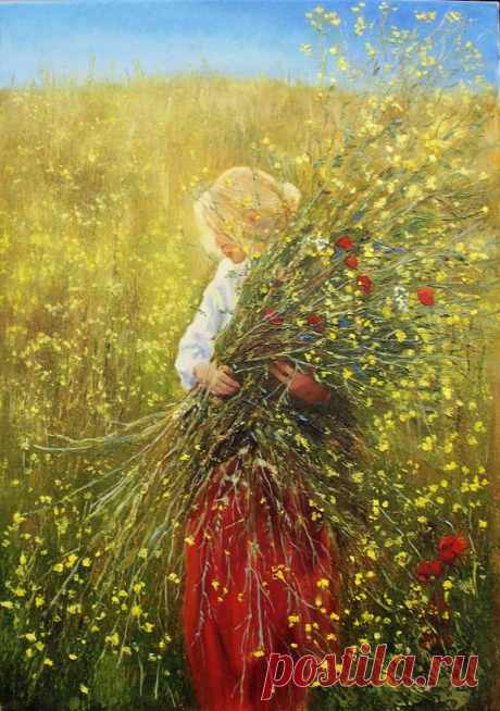Painting oil Girl with flowers Woman original painting on canvas Nature painting Flowers artwork Woman picture Woman flower art Gift for her