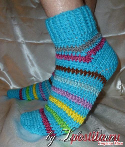 Мужские носки крючком. (Мастер-класс пятка)