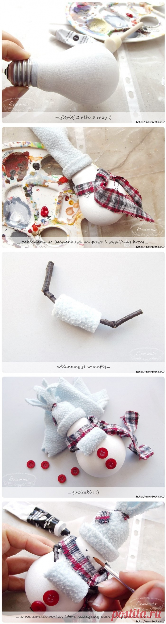 Снеговик из лампочки. МК