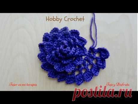 Flor a crochet Nº 6, paso a paso.