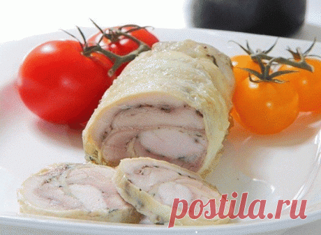 Лёгкий, нежный, аппетитный! Почти диетический, паровой куриный рулет.