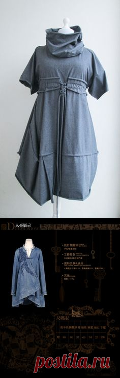 Купить Бохо-плащ джинсовый "Констанция" - синий, кастомайзинг, бохо-стиль, плащ, плащ женский | пальто