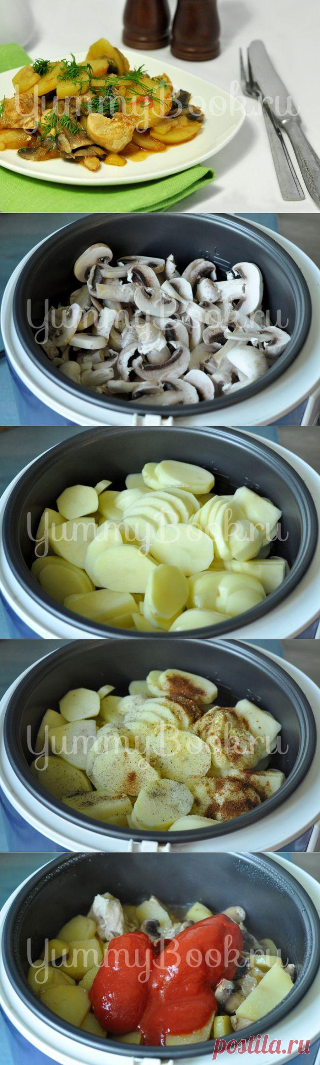 Картофель с курицей и грибами в мультиварке - пошаговый рецепт с фото -