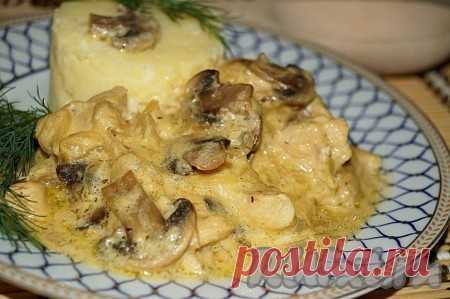 Куриная грудка с грибами в соусе - 6 пошаговых фото в рецепте