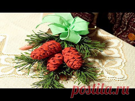 (+1) тема - Красивая ветка с шишками | СДЕЛАЙ САМ!