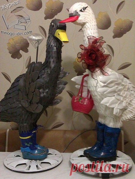 Гуси из бутылок и изолона своими руками |Мастер класс