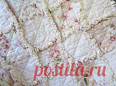 Shabby Chic Soft Rose Applique Baby Rag Quilt | shabby chic